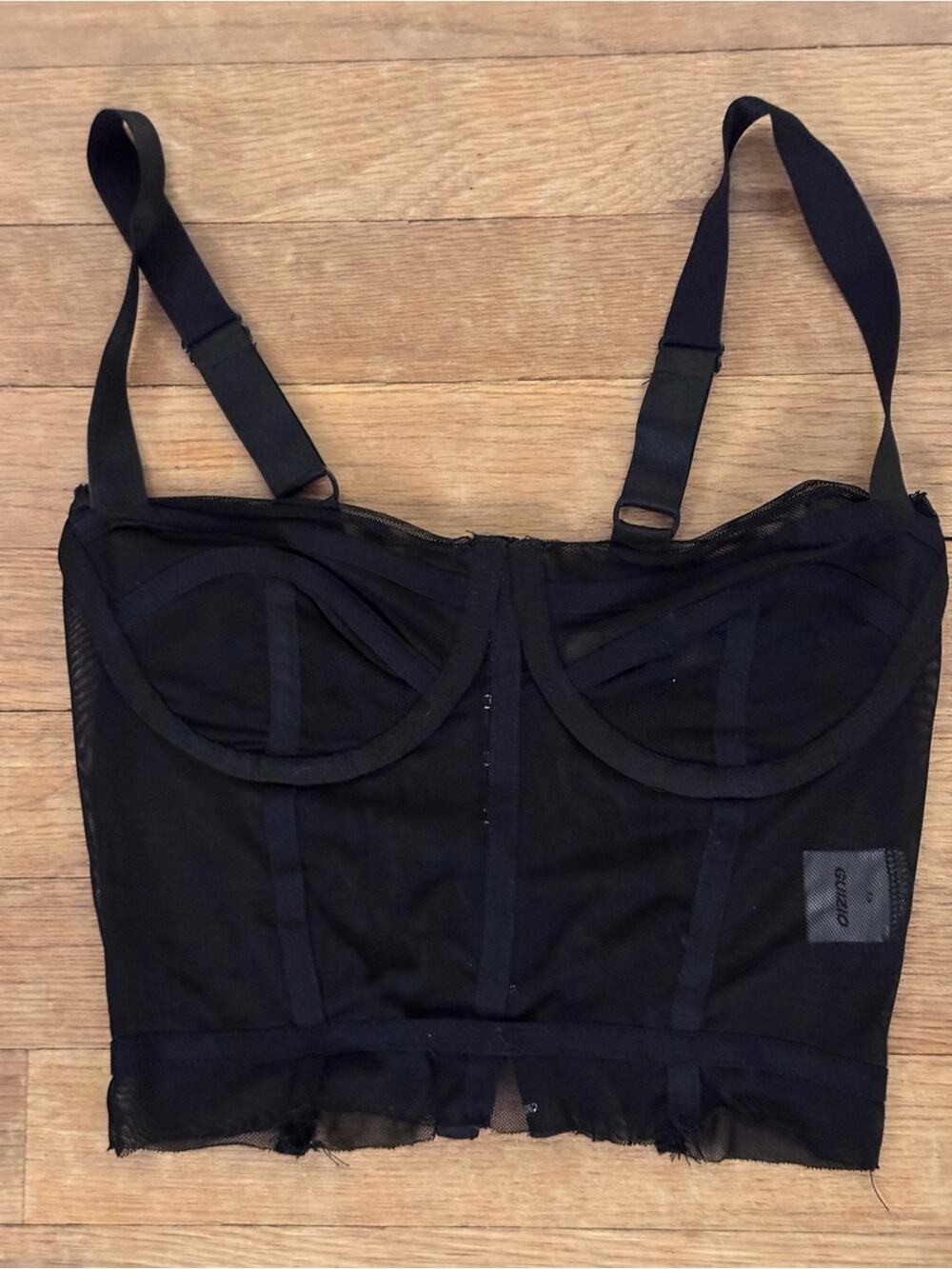 Guizio Women's Black Mesh Corset Camisole Top - Size XS
 b53
